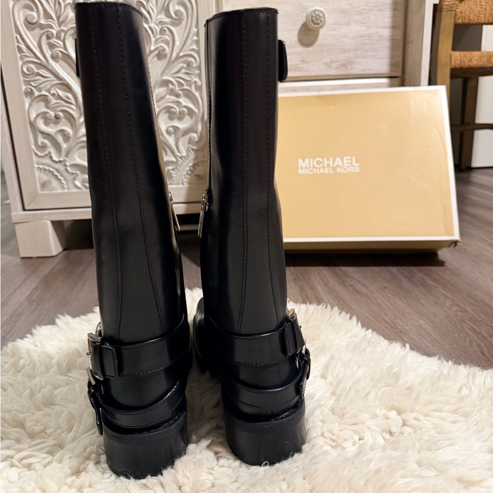 New in box Michael Kors Black Combat & Moto Boots - Picture 12 of 16